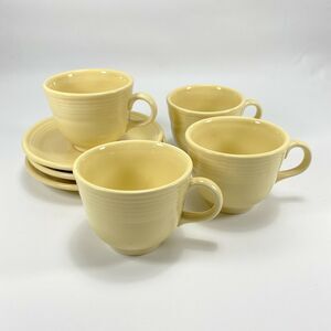 Set of 4 Fiesta Ware Homer Laughlin USA Sunflower Yellow Cups & 3 Saucers